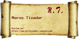 Maros Tivadar névjegykártya